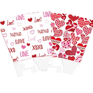 Romantic Valentine's Day popcorn boxes with Love and XOXO prints for party decor