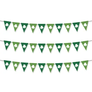 Close-up of green shamrock pennant banner for St. Patrick's Day party decoration