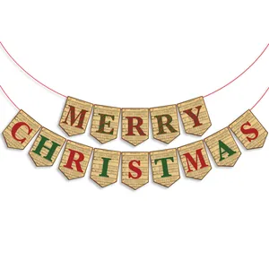 Détail de bannières vintage en partitions avec lettrage Merry Christmas pour la déco