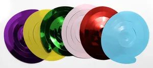 Close-up of colorful spiral hanging swirl decorations for Easter party events