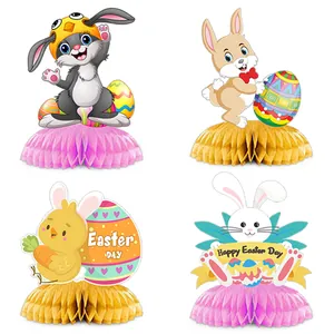 Easter Honeycomb Paper Centerpieces Bunny Chick Egg Pattern Decorations For Kids Party Table Desktop Decor Home Ornament