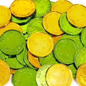 Pièces Décoratives en Plastique pour la Saint-Patrick Trèfle de la Chance Or Vert Jetons pour Décoration de Table de Fête