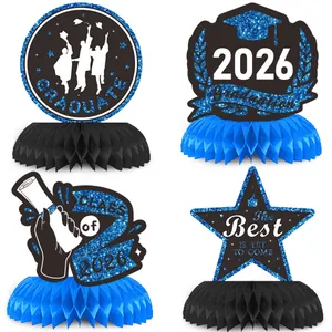 Μπλε διακοσμητικά αποφοίτησης 2026 με γκλίτερ και σχέδια τροπαίων για το πάρτι