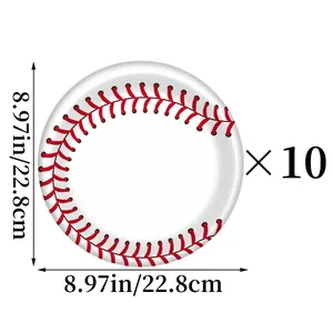 Set di 10 piatti per feste a tema baseball 22,8 cm stoviglie usa e getta per compleanni