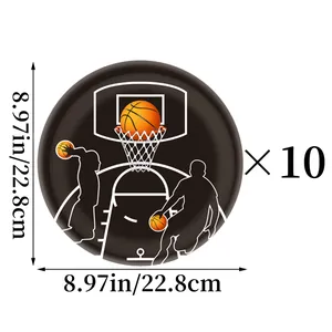 Set of 10 basketball theme paper plates 9 inch for sports birthday party table decor