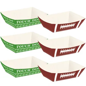 6-piece American football popcorn boxes with green field and football texture design