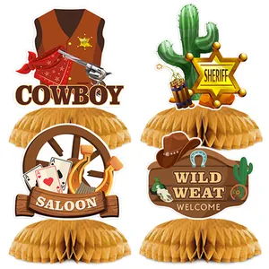 Western Cowboy Birthday Party Desktop Decorations Honeycomb Ball Centerpieces For Wild West Theme Kids Gift Ornaments
