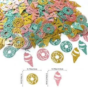 Confeti brillante de donut y helado para decoración de mesa de fiesta de cumple