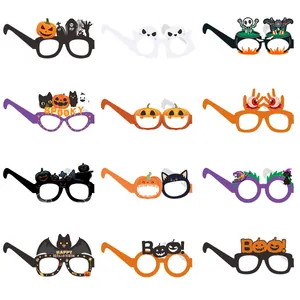 Gafas de Decoración para Fiesta de Halloween con Patrón de Calabaza Fantasma Murciélago Gafas de Papel para Mascarada Cosplay Hombre Mujer Niños