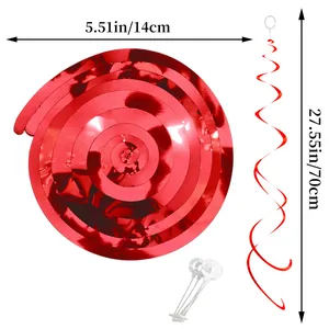 Red shiny foil swirls with dimensions 5.51in diameter and 27.55in hanging length