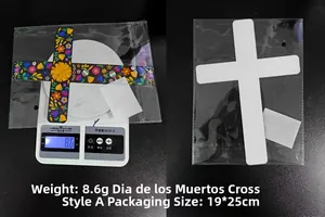 Day of the Dead floral skull cross decoration with dimensions 19x25cm and 8.6g weight