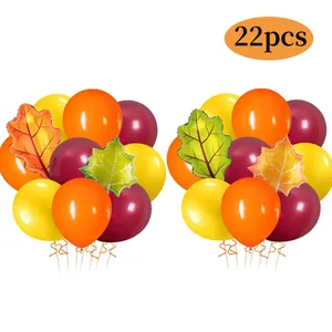 Autumn themed balloon set with 22pcs of latex and maple leaf foil decorations