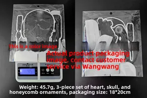 Three-piece Halloween honeycomb skull and heart paper ornaments with 18x20cm packaging