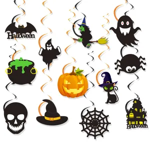 Halloween Hanging Swirl Decorations Witch Pumpkin Reaper Ghost Spiral Ceiling Decor For Party Home Ornament