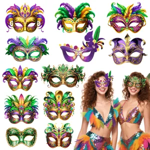 Masque de Carnaval Brésilien Bal Masqué Mardi Gras Party DIY Papier Demi-Visage Collection Festival Parade Fête