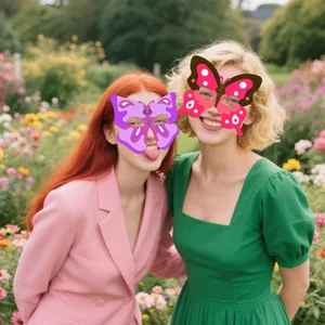 Girls butterfly masks in pink and purple for spring party decorations and masquerade dress up