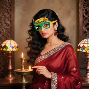 Colorful Happy Diwali paper glasses for Indian festival party photo booth props decoration