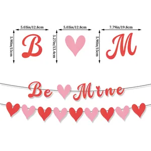 Λεπτομερείς διαστάσεις για γιρλάντα Be Mine και καρδιές για διακόσμηση Αγίου Βαλεντίνου