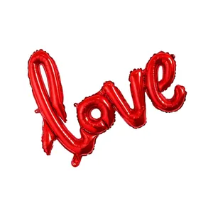 Globo de papel de aluminio Love rojo brillante para decoración de bodas y San Valentín