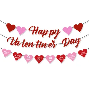 Σετ γιρλάντες Αγίου Βαλεντίνου Happy Valentine's Day και πολύχρωμες καρδιές