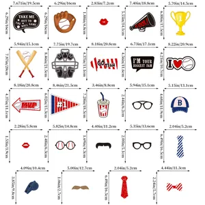 24-piece baseball photo booth props set with sports slogans for 2025 party decorations