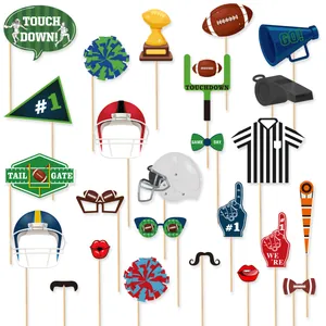Accessoires de Photomaton Super Bowl Football Américain Décorations de Fête Jour de Match Papier Carton Bâtons Casques Trophées