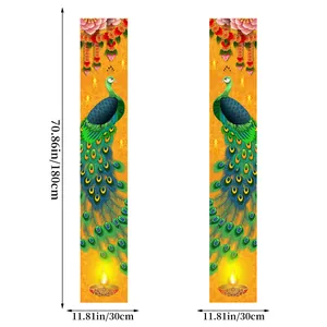 Peacock Diwali festival door banners for home decor, 180x30cm hanging porch signs