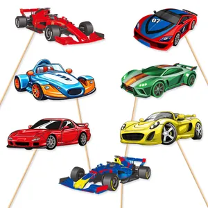 Décorations de gâteaux thème course automobile pour anniversaire de garçon avec voitures