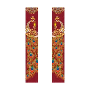 Intricate peacock design door banners with gold filigree for Diwali festival decoration