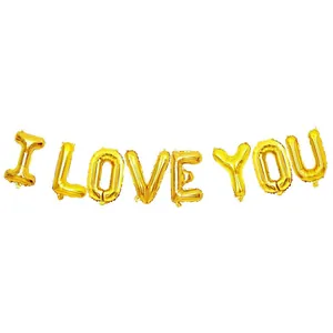 Kit ballons dorés I Love You en aluminium pour décorations de fête de la Saint-Valentin