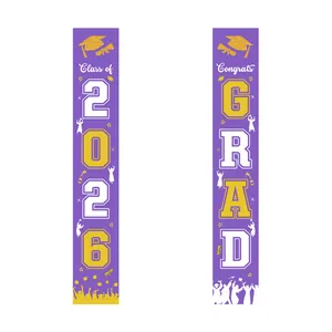Diplomering banners set 2026 in paars en geel voor feestelijke decoratie