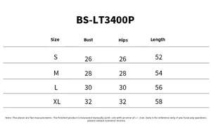 Size chart for seamless shapewear bodysuit with chest, hip and length measurements
