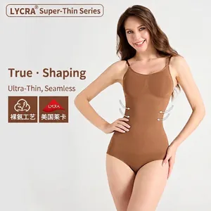 Damen Nahtloser Shapewear Bodysuit Bauchweg Taillenformer Po Lifting Jumpsuit Schmale Träger Hochelastischer Bodyformer Für Fitness