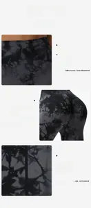 Dettagli dei pantaloncini da yoga tie-dye senza cuciture con vita alta e cucitura push-up