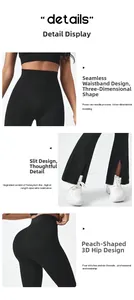Détails du legging de fitness taille haute avec fentes aux chevilles et galbe fessier 3D