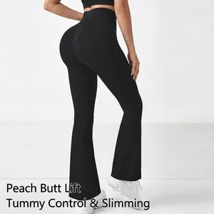 Pantalon de yoga évasé noir sans couture à taille haute pour gainer et sculpter le corps