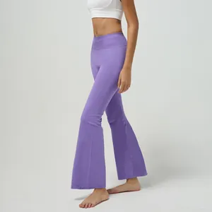 Women High Waist Flared Yoga Pants Butt Lift Tummy Control Nylon Spandex Workout Flared Leggings Sport Trousers