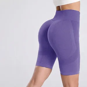 Short de Yoga Femme Taille Haute Sans Couture Push-Up Fessier Fitness Course Cycliste Séchage Rapide Sport Gym