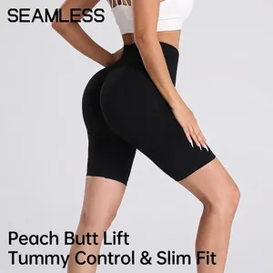 Short de yoga sans couture à taille haute pour femme avec effet push-up pour le fitness