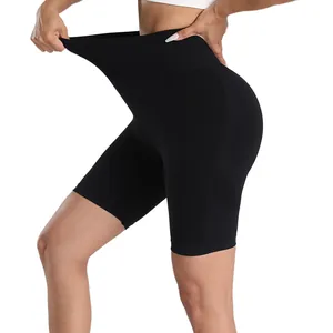 Short de yoga sans couture noir à taille haute et haute élasticité pour fitness et course