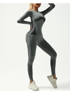 Close-up of seamless moisture-wicking thermal ski underwear set with grey knit texture