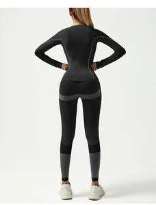 Detail of moisture-wicking thermal ski underwear with breathable mesh back and seamless fit