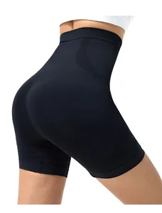 Close-up of high-waist seamless compression yoga shorts with scrunch butt lift texture