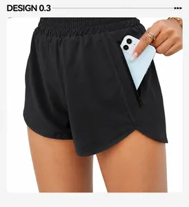 Détail du short de sport noir avec poche latérale zippée sécurisée pour ranger un téléphone