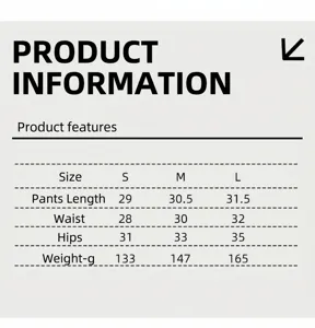 Detailed size chart for high waist scrunch yoga shorts including S, M, L measurements