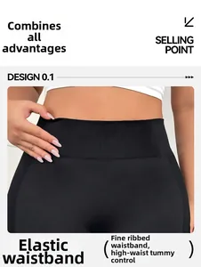 Gros plan du short de yoga à taille haute avec ceinture élastique côtelée pour gainage