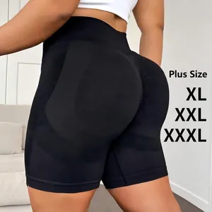 Short de Yoga Grande Taille Femme Taille Haute Sans Couture Short de Motard Gainant Respirant Nylon Sport Gym Bottoms