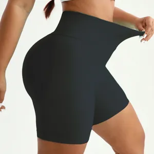 Women high waist black yoga shorts with tummy control and high elasticity fabric