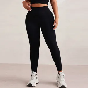 High waist seamless black yoga leggings for women gym workout and running fitness