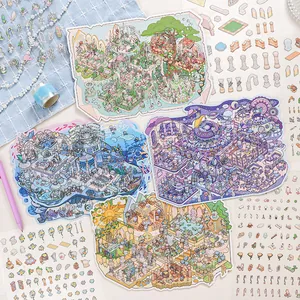Magic World Series Mini Landscape DIY Stickers PET Waterproof Scrapbooking Decals For Journaling Art Crafts Decor